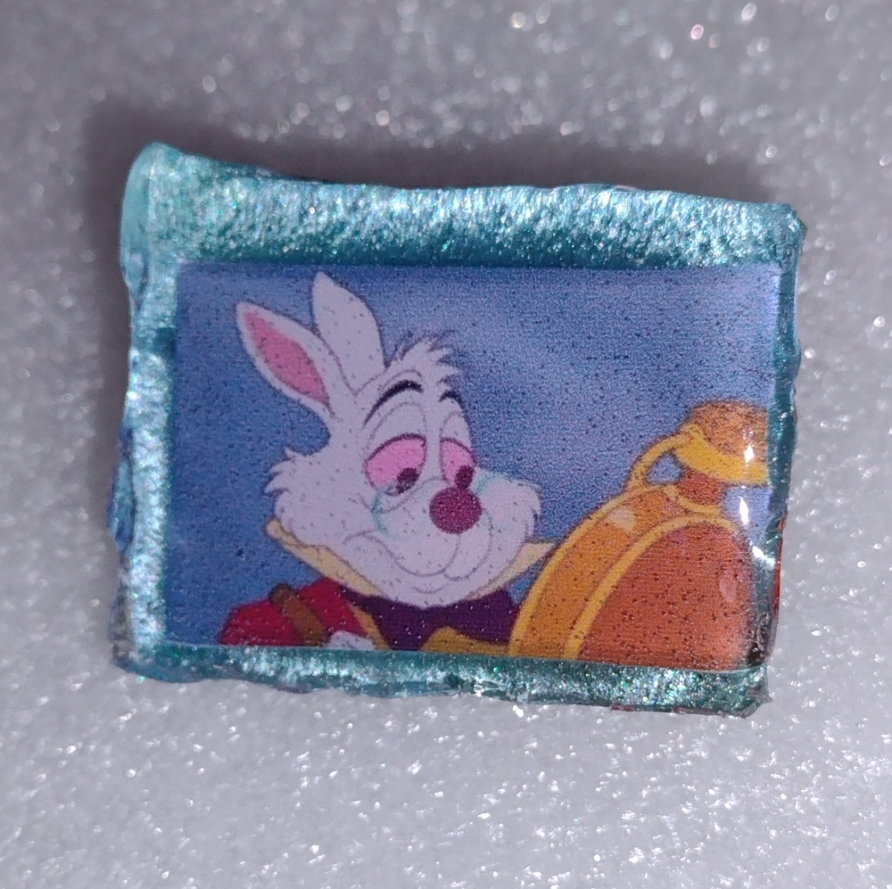 Handmade White Rabbit "Alice In Wonderland art pin